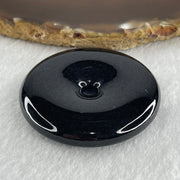 Type A Opaque Black Omphacite Jadeite Ping An Kou Donut Pendant 45.04g 48.3 by 9.2mm - Huangs Jadeite and Jewelry Pte Ltd
