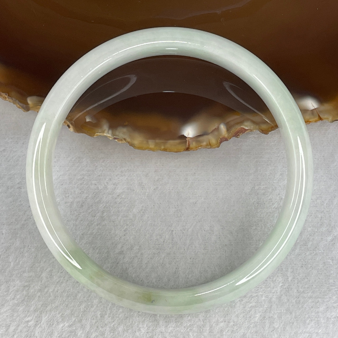 59.9mm Genuine Jadeite Bangle Type A - Green Floating Flowers - 43.67g Natural Light Green Jadeite Jewelry 12.6x7.0mm Wide (Slight Internal Lines)