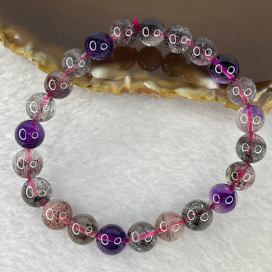 Good Grade Natural Super 7 Crystal Beads Bracelet 天然超级七水晶珠手链 17.10g 15cm 8.1m 23 Beads - Huangs Jadeite and Jewelry Pte Ltd