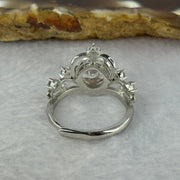 Cubic Zirconia in PT950 Plated S925 Sliver Ring (Adjustable Size) 3.21g 7.4 by 5.3mm - Huangs Jadeite and Jewelry Pte Ltd