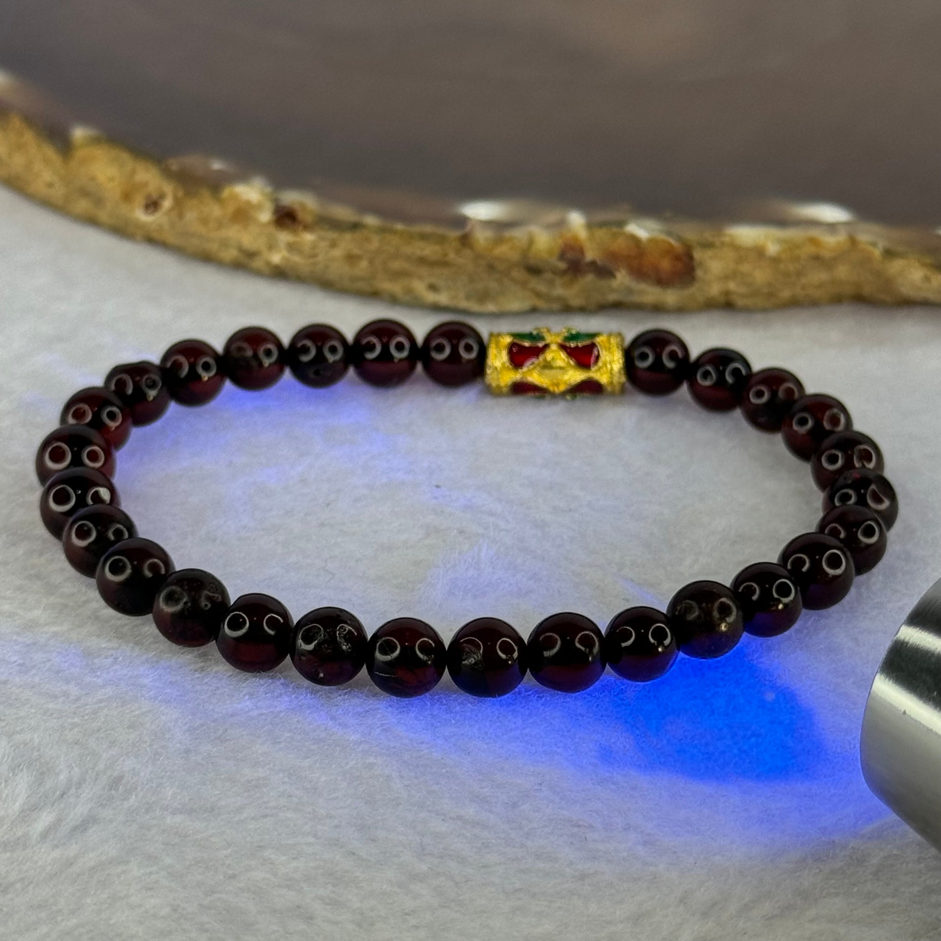 Natural Dark Red Blood Amber Beads Bracelet 天然血珀手链 5.68g 16cm 6.3mm 28 Beads - Huangs Jadeite and Jewelry Pte Ltd