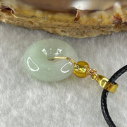 Type A Natural Faint Green Jadeite Ping An Kou Donut In String Necklace 2.68g 13.3 by 4.6mm - Huangs Jadeite and Jewelry Pte Ltd