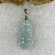 Natural Type A Semi Icy Lavender Jadeite Calabash Hulu Pendant in Stainless Steel Clasp 3.61g 25.3 by 13.2 by 6.8mm - Huangs Jadeite and Jewelry Pte Ltd