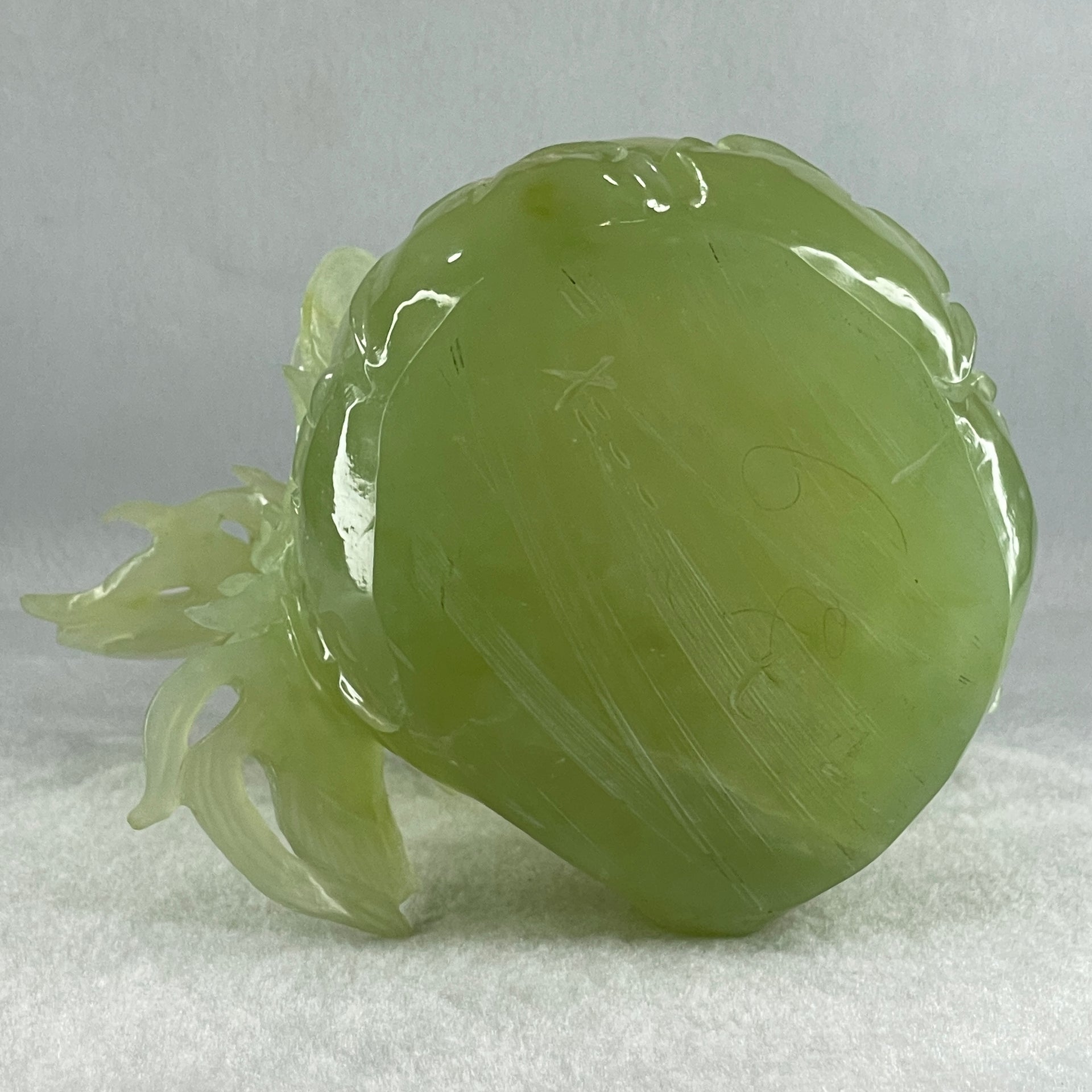 Natural Semi Icy Green Serpentine Phoenix on Pond and Flower Display 1,488.3g 175.0 by 230.0 by 129.0mm - Huangs Jadeite and Jewelry Pte Ltd