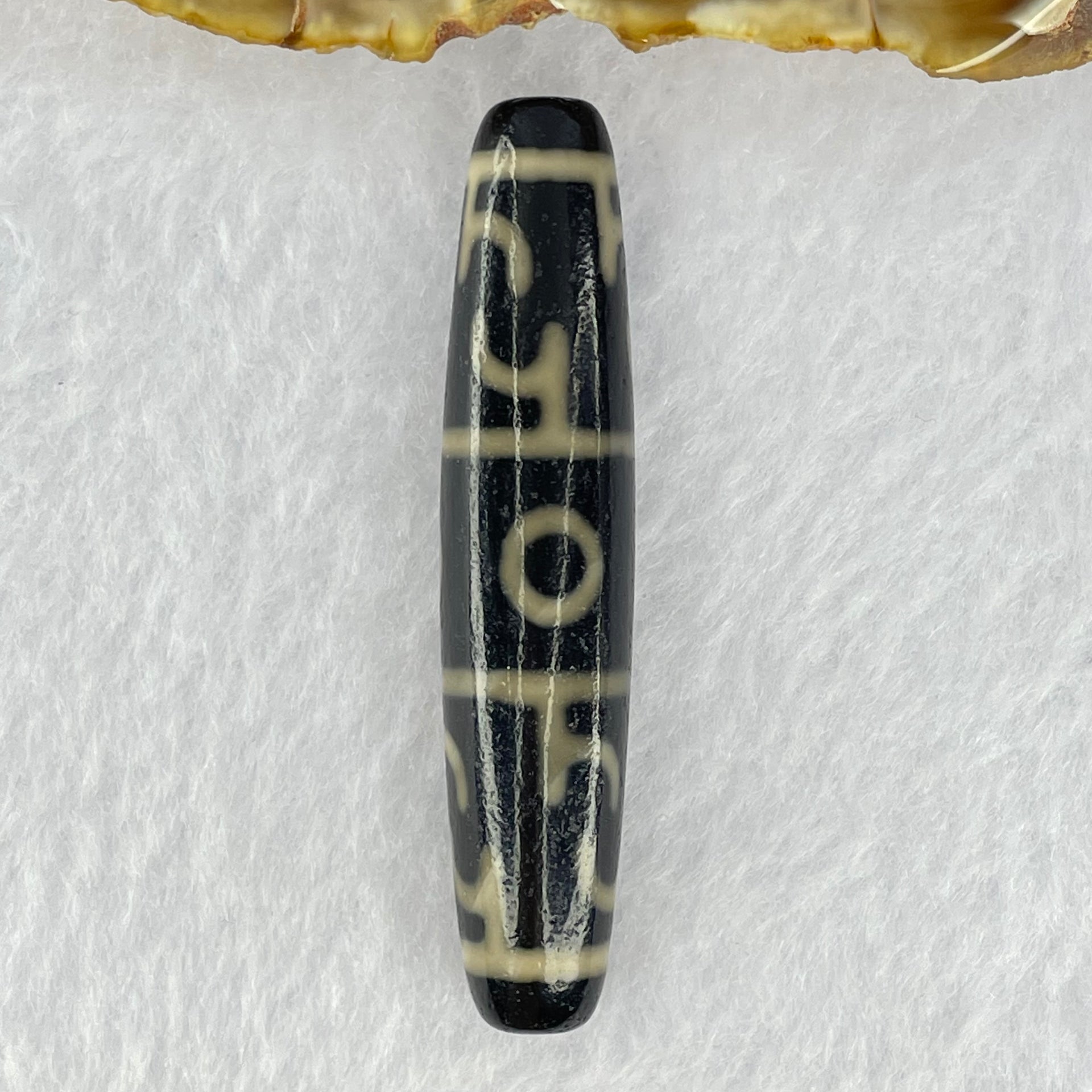 Natural Powerful Tibetan Old Oily Agate 3 Eyed Dharma Vajra Dzi Bead Heavenly Master (Tian Zhu) 三眼金刚杵天珠 13.78g 59.2 by 12.4mm - Huangs Jadeite and Jewelry Pte Ltd