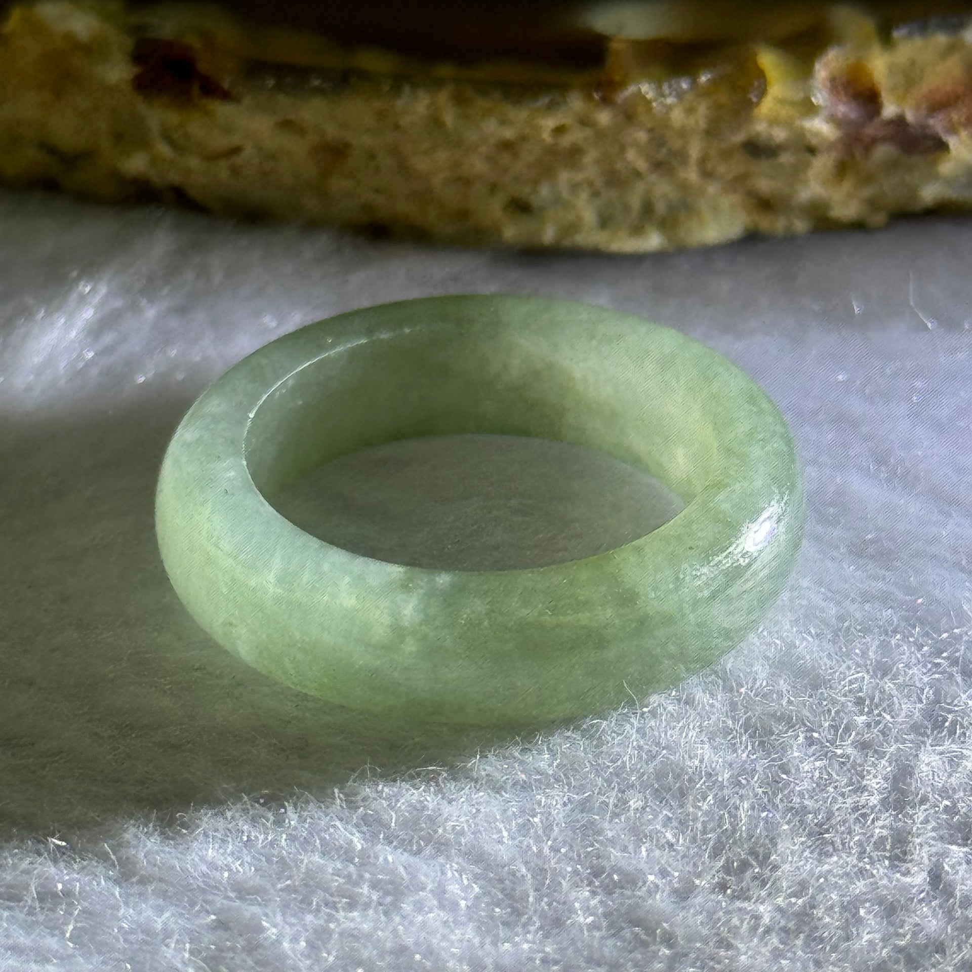Type A Medium Green Jadeite Ring 3.65g 5.9 by 3.7mm US7 HK15.5 - Huangs Jadeite and Jewelry Pte Ltd