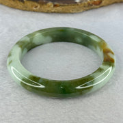 Type A Light Green and Moss Green and Brown Patches Jadeite Bangle 55.5mm 51.12g 10.6 by 9.0mm (Slight Internal Line) - Huangs Jadeite and Jewelry Pte Ltd