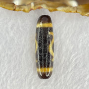 Natural Powerful Tibetan Old Oily Brown Yellowish White Agate Green Tara Dzi Bead Heavenly Master (Tian Zhu) 绿度母天珠 7.47g 38.2 by 11.6mm - Huangs Jadeite and Jewelry Pte Ltd