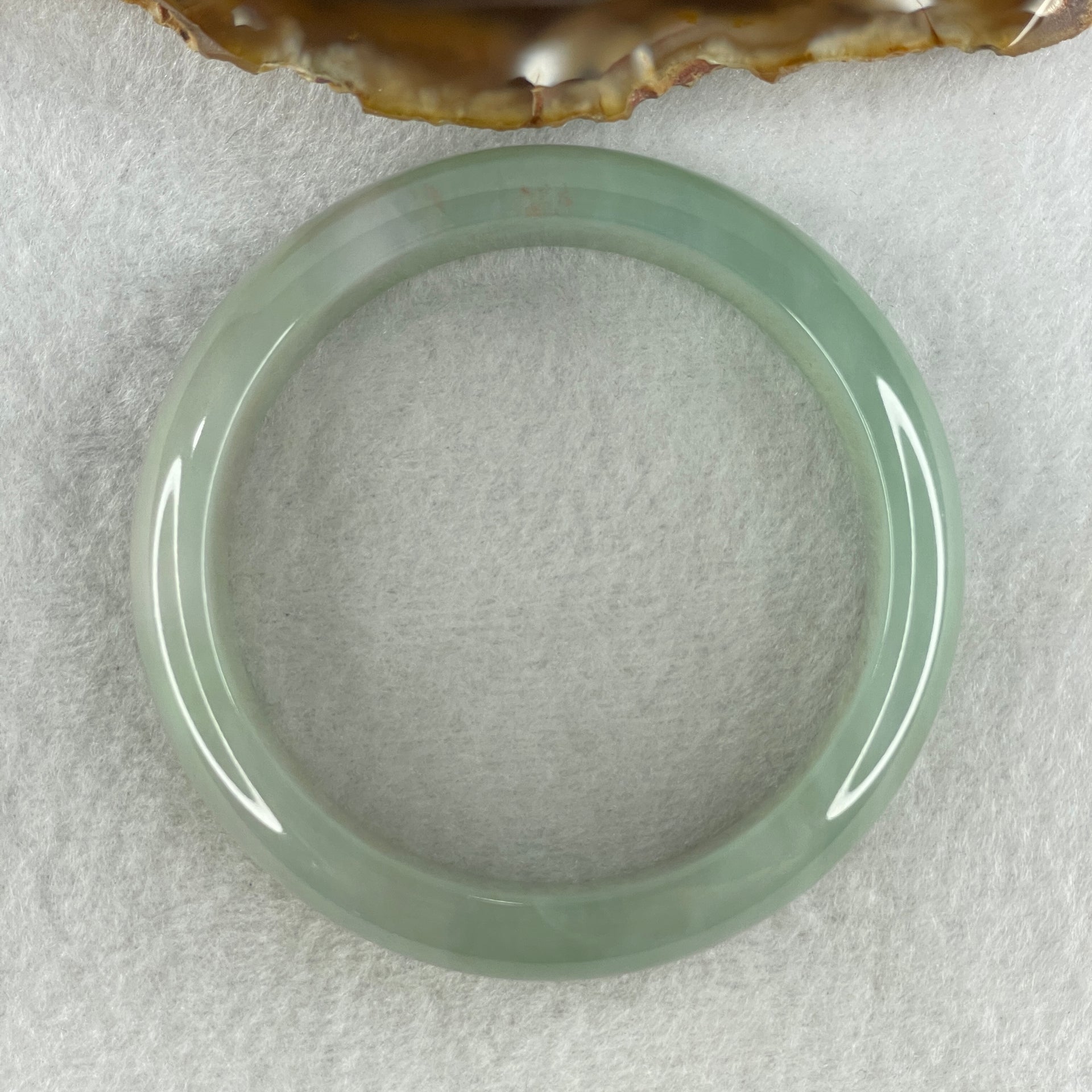 Certified Type A Natural Jelly Light Green Jadeite Bangle 62.62g Inner Diameter 58.1mm 14.4 by 8.2mm (Perfect) - Huangs Jadeite and Jewelry Pte Ltd
