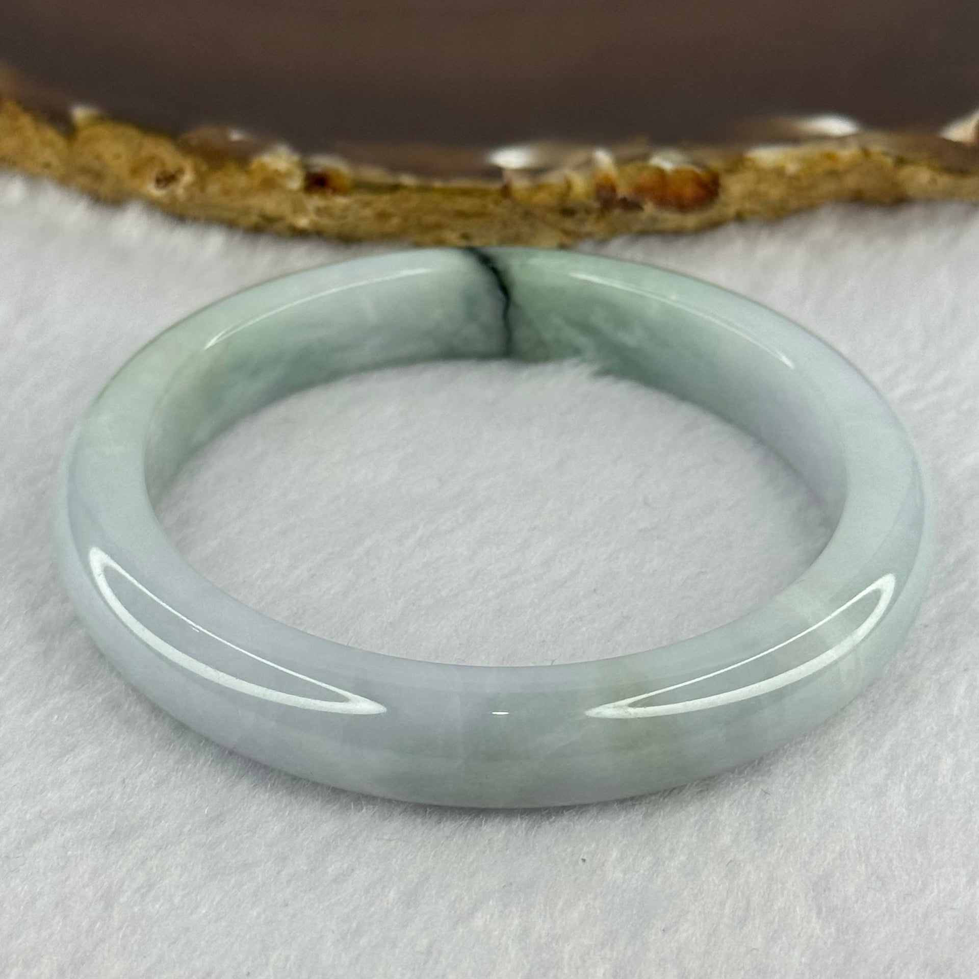 Type A Lavender with Light and Dark Green Patches Jadeite Bangle 48.57g Internal Diameter 58.2mm 11.1 by 8.0mm (Very Slight External Rough) - Huangs Jadeite and Jewelry Pte Ltd