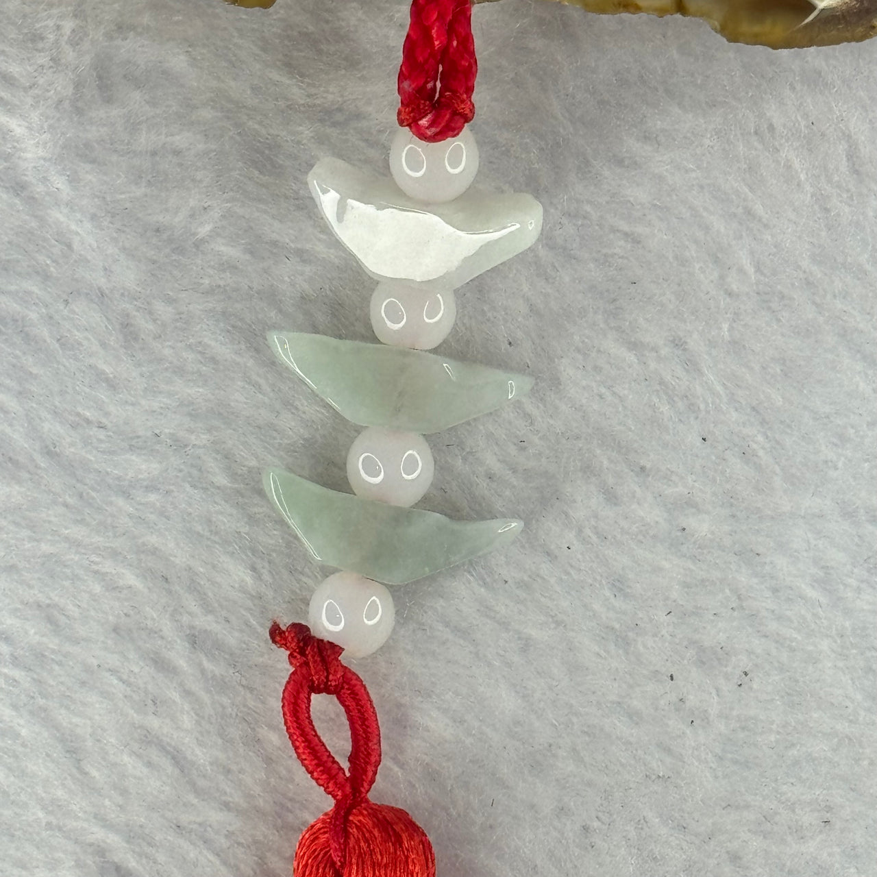 Type A Lavender and Green Jadeite Ingot Yuan Bao Set of 3 Decor 8.40g 18.4 by 5.6mm by 9.2mm - Huangs Jadeite and Jewelry Pte Ltd