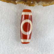 Natural Powerful Tibetan Old Oily Red White Agate One Eye Earth Element Dzi Bead Heavenly Master (Tian Zhu) 一眼土元素天珠 10.59g 37.8 by 13.3mm - Huangs Jadeite and Jewelry Pte Ltd