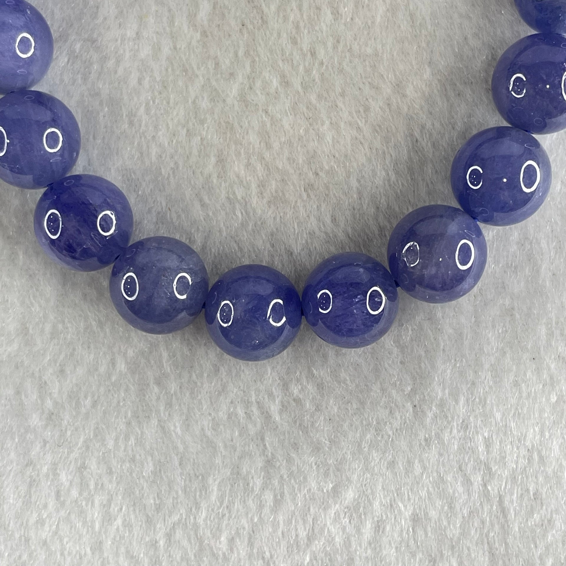 Good Grade Natural Blue Tanzanite Beads Bracelet 39.68g 16.5cm 10.8mm 19 Beads - Huangs Jadeite and Jewelry Pte Ltd