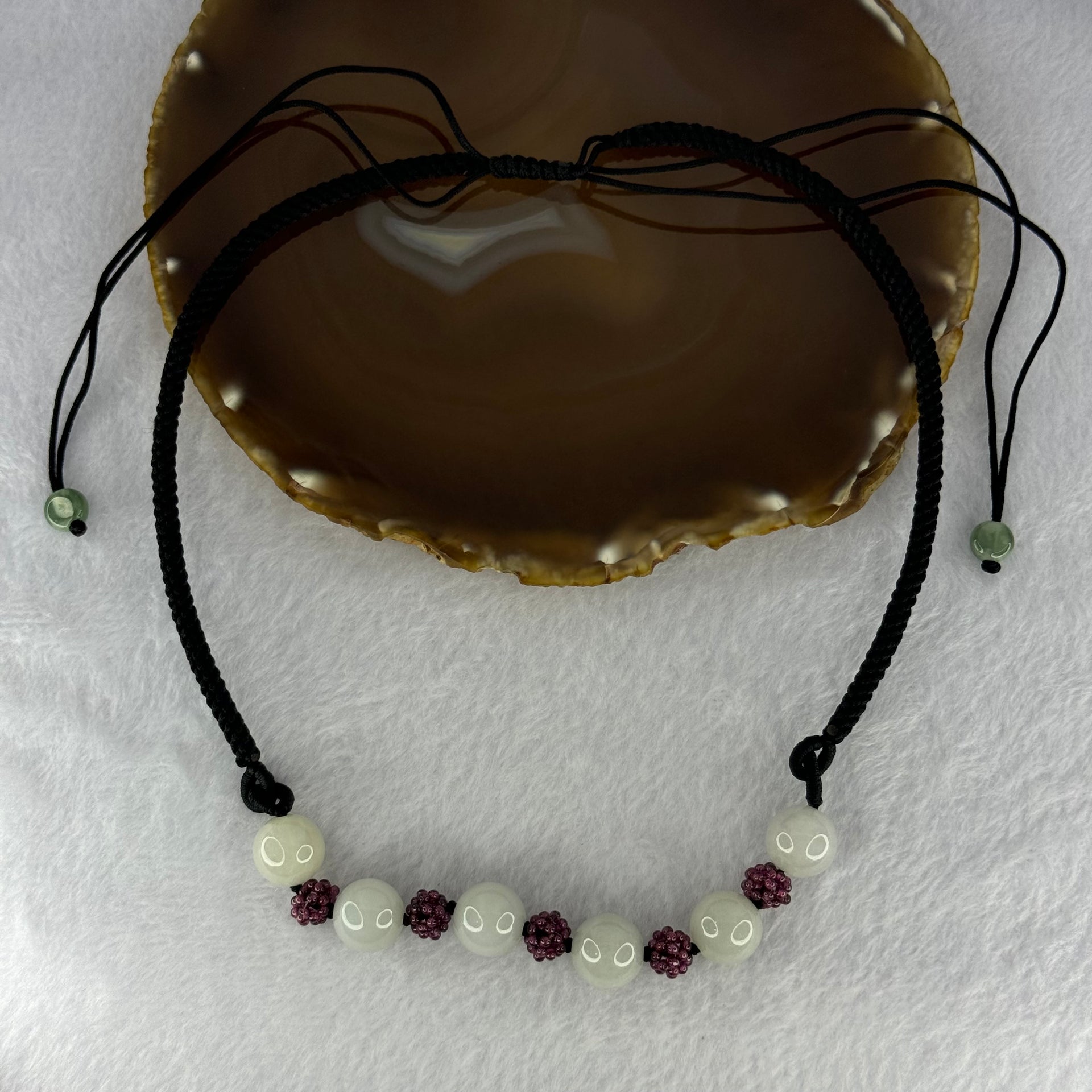 Type A Light Lavender Jadeite Beads Necklace 32.07g 13.3mm by 6 Beads - Huangs Jadeite and Jewelry Pte Ltd