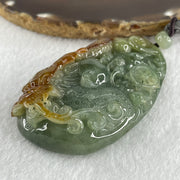 Grand Master Type A Light Green with Yellow Patches Jadeite Dragon Double Side Pendant 100.73g 35.0 by 43.3 by 20.9mm - Huangs Jadeite and Jewelry Pte Ltd