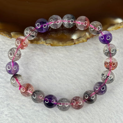 Good Grade Natural Super 7 Crystal Beads Bracelet 天然超级七水晶珠手链 21.96g 16cm 9.2mm 21 Beads