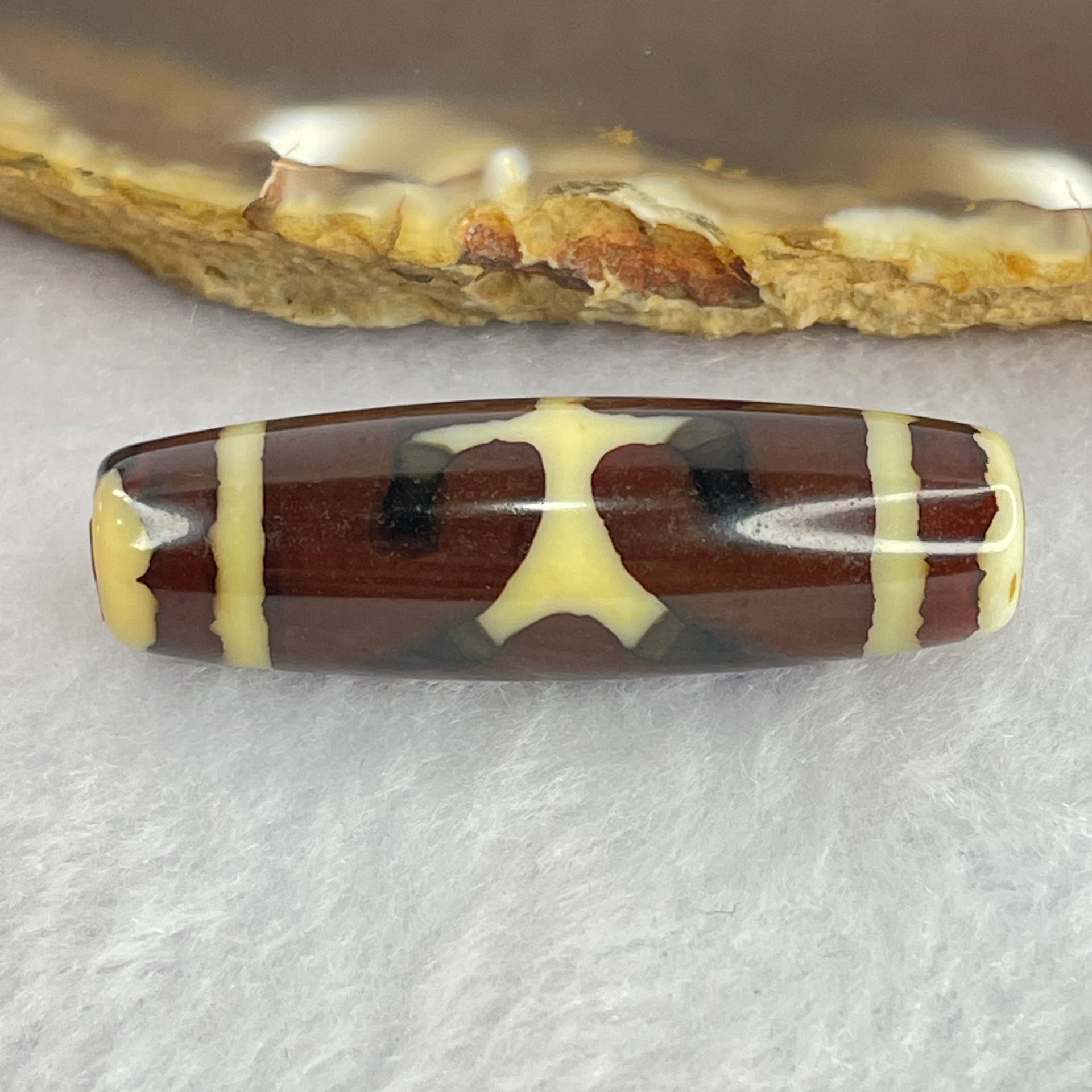Natural Powerful Tibetan Old Oily Agate Patina Guiren Tairen Human Dzi Bead Totem Amulet Heavenly Master (Tian Zhu) 贵人天诛 8.23g 37.9 by 11.9mm - Huangs Jadeite and Jewelry Pte Ltd