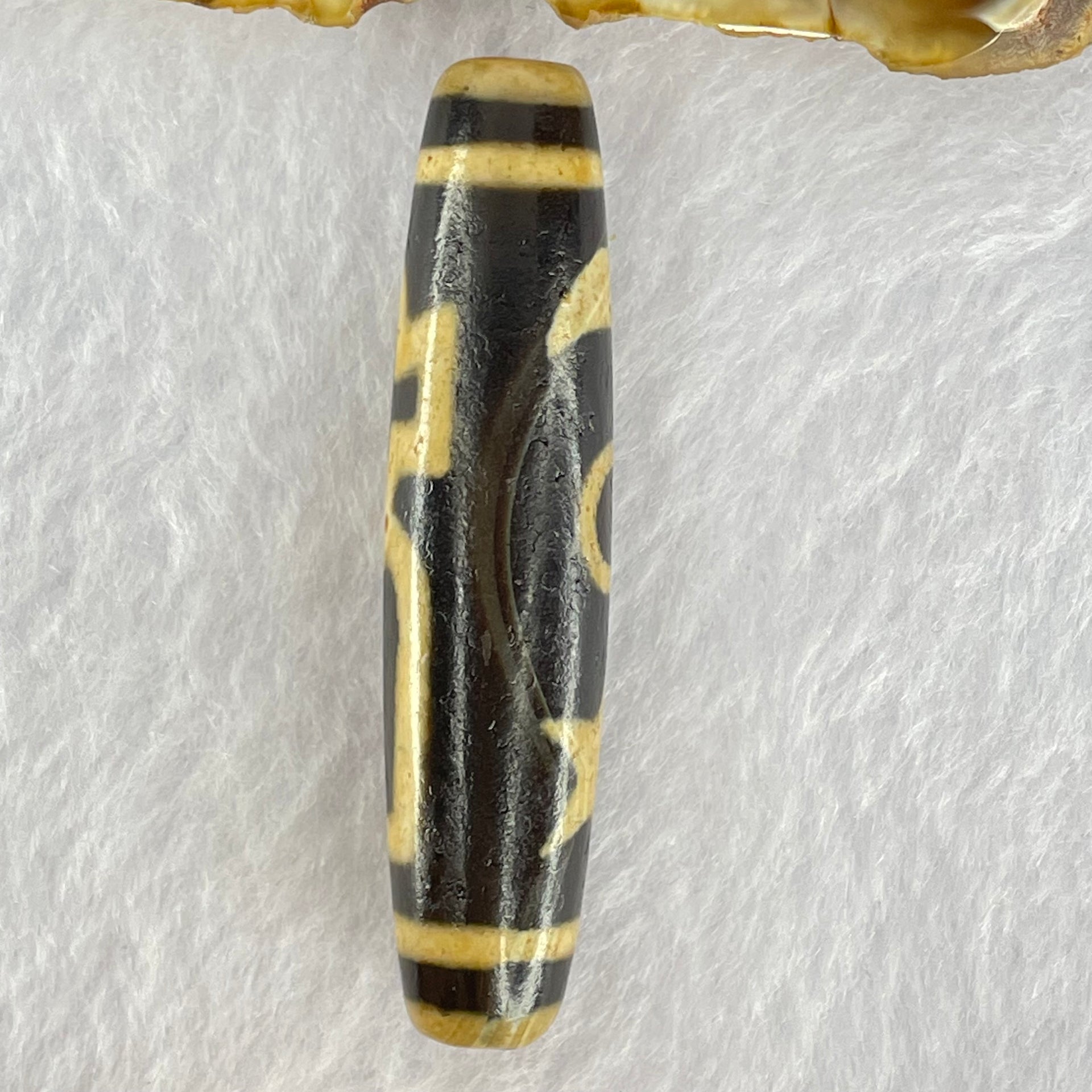 Natural Powerful Tibetan Old Oily Agate Cai Shen with Moon Sun Star Dzi Bead Heavenly Master (Tian Zhu) 财神长天珠 16.46g 57.9 by 13.5mm - Huangs Jadeite and Jewelry Pte Ltd