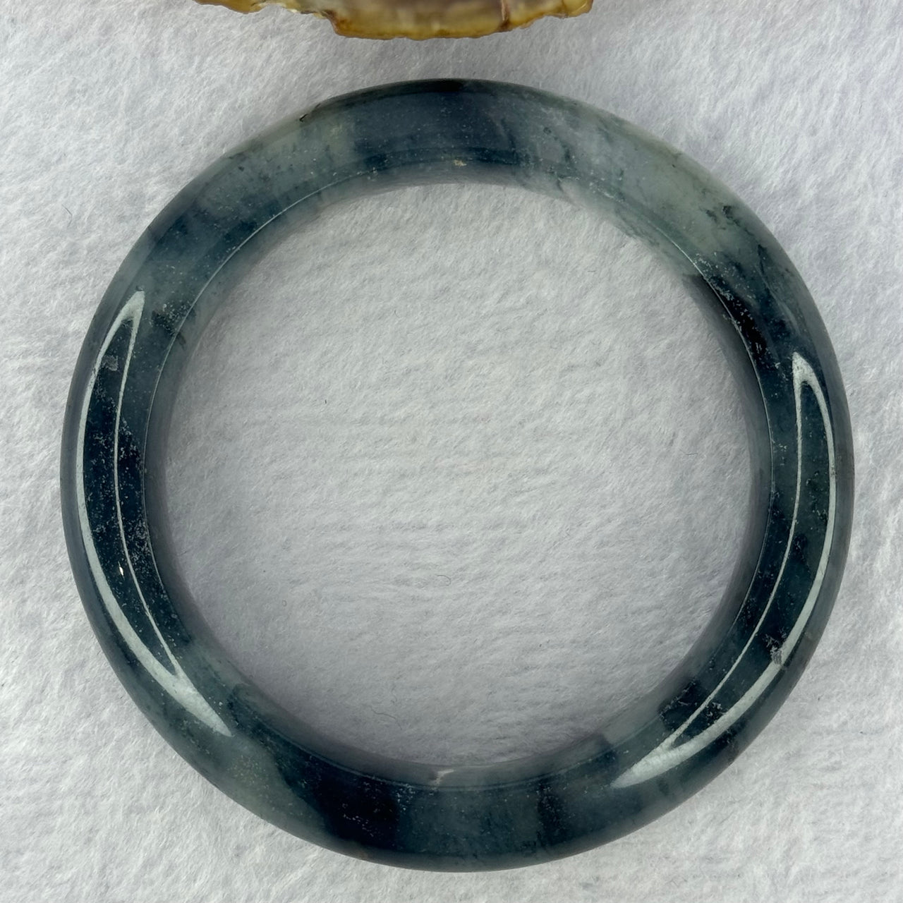 Transparent Colourless with Dark Black Grey Piao Hua Sodium Feldspar Jade Bangle 水沫玉手镯 Internal Diameter 57.3mm  67.11g 15.2 by 10.7mm (External Rough) - Huangs Jadeite and Jewelry Pte Ltd