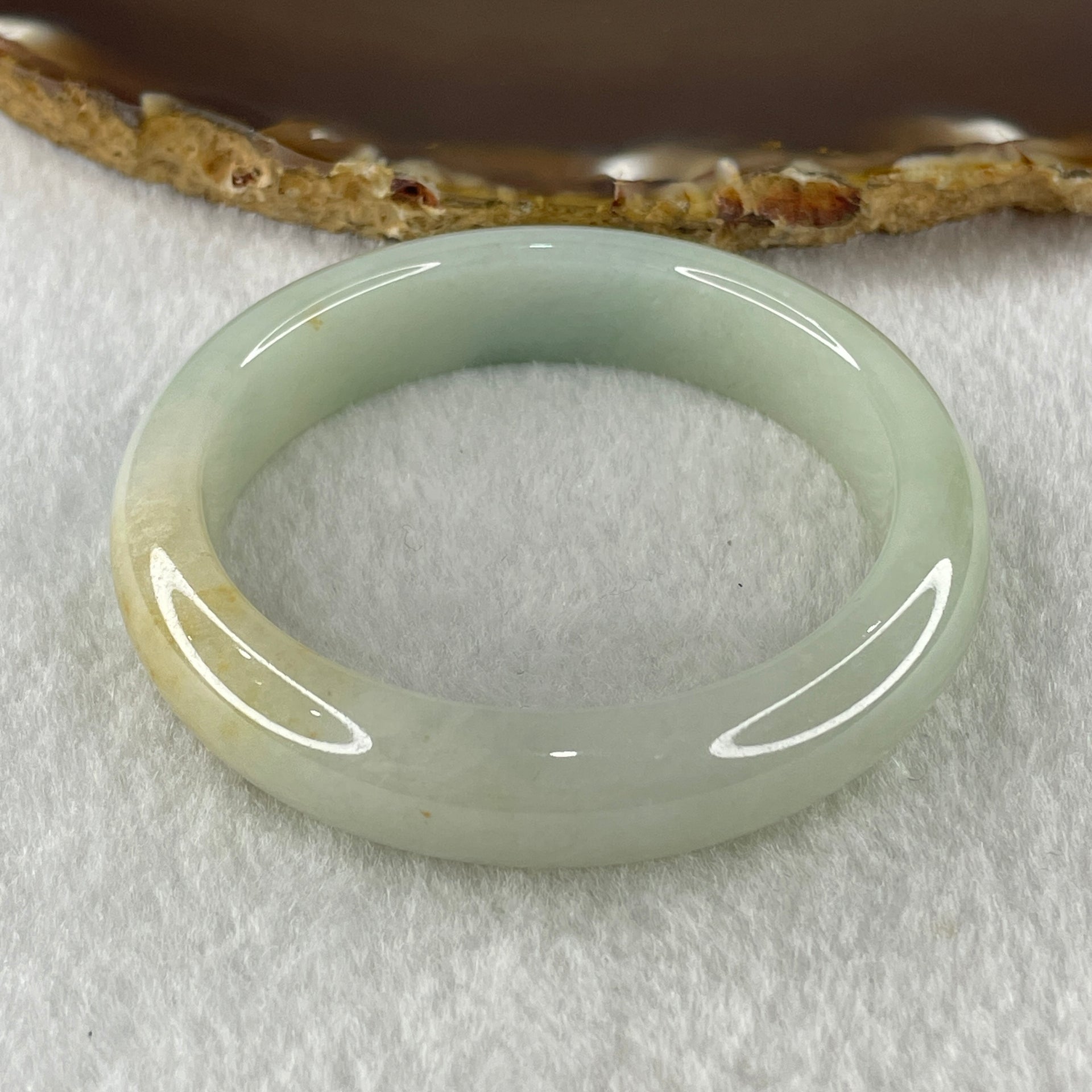 Natural Type A Faint Green Faint Lavender with Yellow and Blueish Green Patches Jadeite Bangle 46.28g Inner Diameter 50.6mm 12.2 by 8.2mm (Close to Perfect) - Huangs Jadeite and Jewelry Pte Ltd