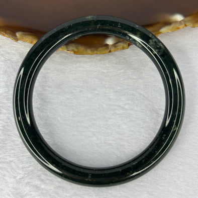 Type A Dark Green Nephrite Jade Bangle 天然和田玉手镯 35.04g 57.9cm 8.4 by 8.6mm Inner Diameter 57.9mm - Huangs Jadeite and Jewelry Pte Ltd