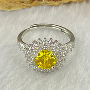 Yellow Cubic Zirconia with Crystals in PT950 Plated Sliver Ring 2.75g 7.5 by 3.5mm - Huangs Jadeite and Jewelry Pte Ltd