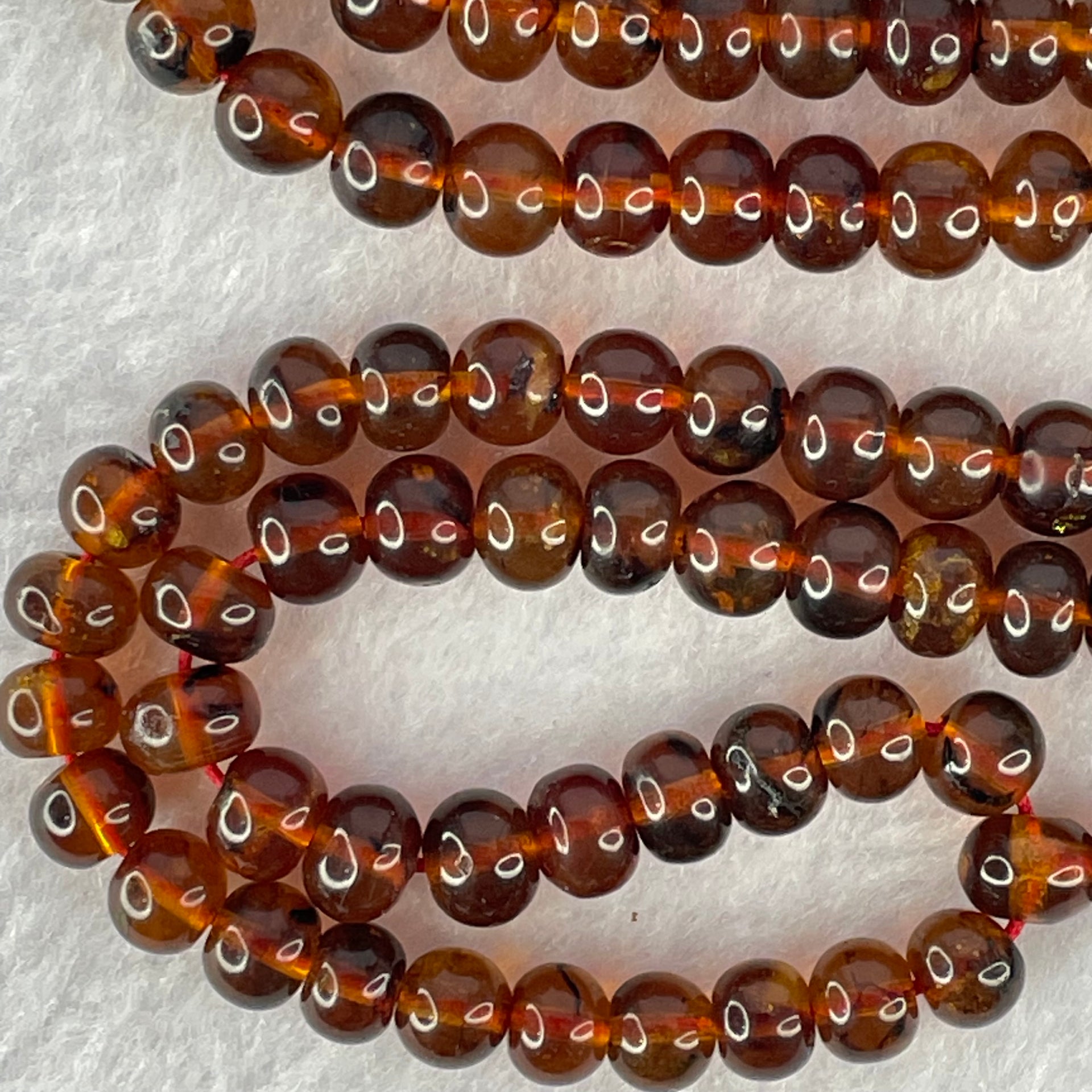 Natural Blood Red Amber Beads Necklace 天然血珀项链 16.14g 58cm 6.1mm 108 Beads - Huangs Jadeite and Jewelry Pte Ltd