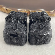 Certified Natural Type A Black Omphacite Jadeite Pixiu pair Pendant Each About 60.23g 49.5 by 27.7 by 20.8mm And 62.48g 50.3 by 28.7 by 21.0mm - Huangs Jadeite and Jewelry Pte Ltd