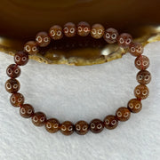 Natural Copper Rutilated Quartz Beads Bracelet 銅髮晶手镯 16.11g 16cm 7.9mm 28 Beads - Huangs Jadeite and Jewelry Pte Ltd