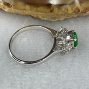 Natural Type A Emerald Green Jadeite Approx 7.3 by 4.8 by 2.5mm with Natural Diamonds in Platinum PT900 Ring Total Weight 4.27g US6.25 HK13.5 - Huangs Jadeite and Jewelry Pte Ltd