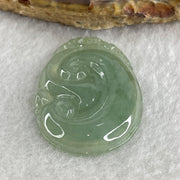 Natural Type A Semi Icy Green Jadeite Monkey on Ruyi Pendant 6.96g 37.6 by 25.5 by 4.4mm - Huangs Jadeite and Jewelry Pte Ltd