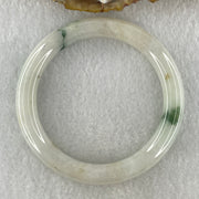 Natural Type A Faint Green with Blueish Green Piao Hua Flora Jadeite Bangle 37.89g Inner Diameter 53.5mm 8.4 by 9.5mm (Very Very Slight Internal Lines) - Huangs Jadeite and Jewelry Pte Ltd