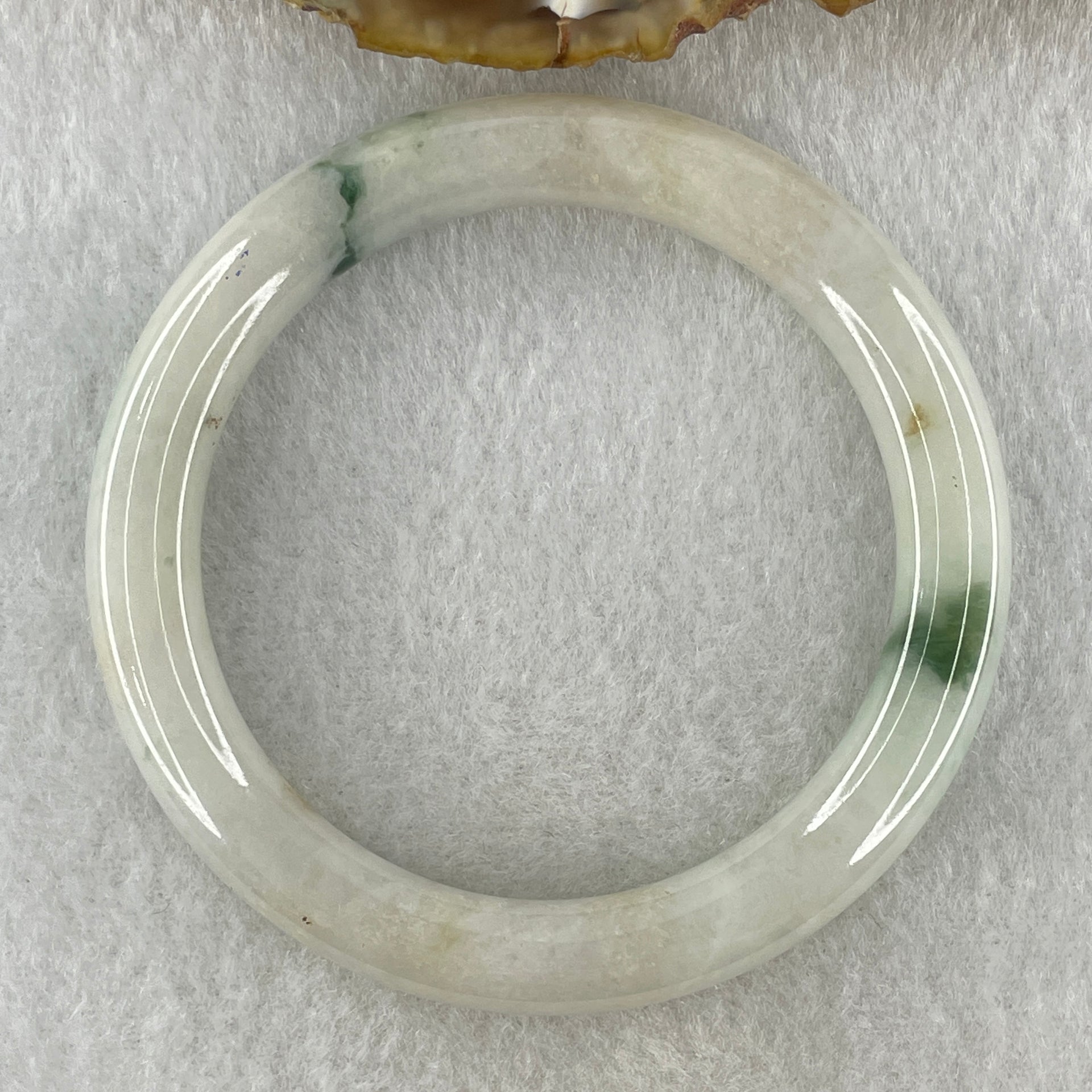 Natural Type A Faint Green with Blueish Green Piao Hua Flora Jadeite Bangle 37.89g Inner Diameter 53.5mm 8.4 by 9.5mm (Very Very Slight Internal Lines) - Huangs Jadeite and Jewelry Pte Ltd