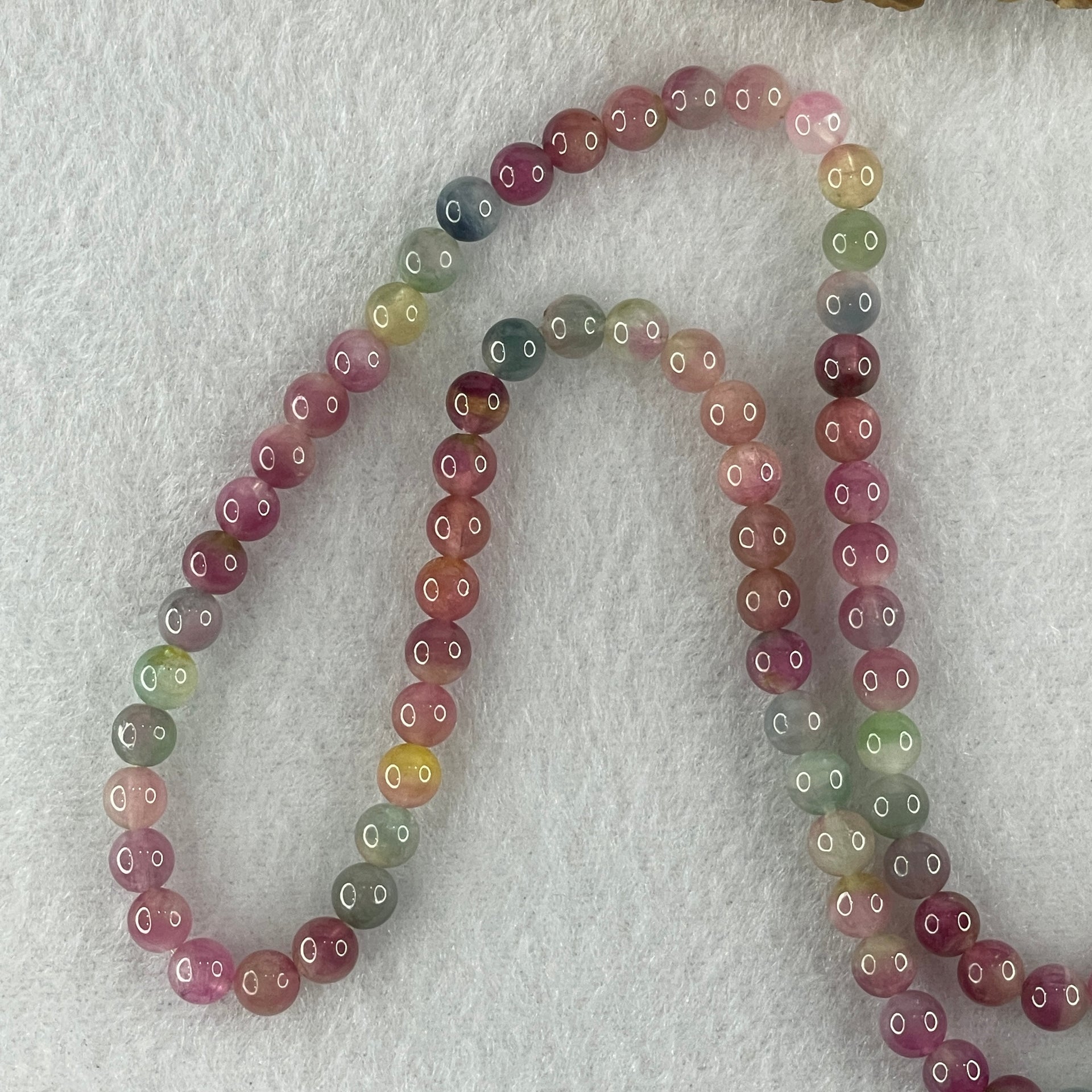 Natural Pink with Blue Tourmaline Crystal Beads Necklace 27.45g 54cm 5.6mm 105Beads - Huangs Jadeite and Jewelry Pte Ltd