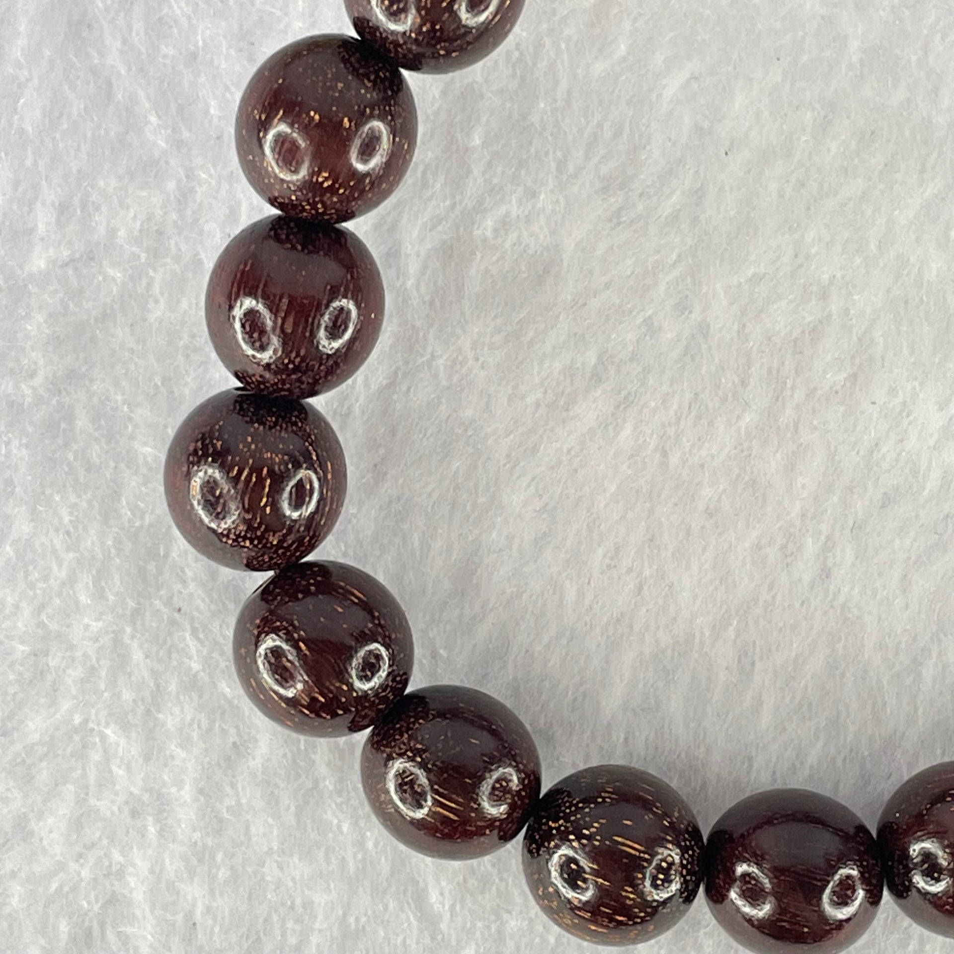 Natural Blood Rosewood Beads Bracelet 天然血檀手链 10.41g 17cm 10.5mm 19 Beads - Huangs Jadeite and Jewelry Pte Ltd