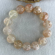Natural Pinkis Flower Agate Beads Bracelet 59.40g 16cm 14.7mm 14 Beads - Huangs Jadeite and Jewelry Pte Ltd