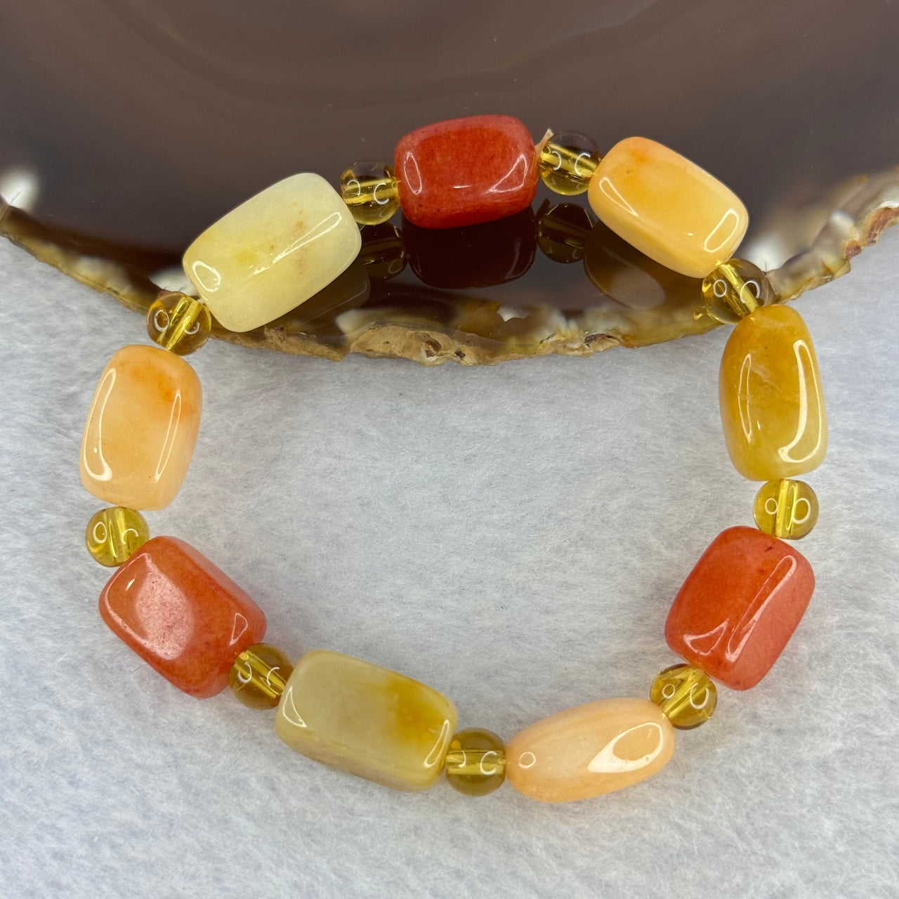 Natural Xinjiang golden silk jade square long bone bead bracelet handmade jade Yadan Gobi color jade bracelet ethnic style 天然新疆金丝玉四方长骨头珠手链手工玉石雅丹戈壁彩玉手串民族风 27.48g 9.5 mm 9 Beads - Huangs Jadeite and Jewelry Pte Ltd