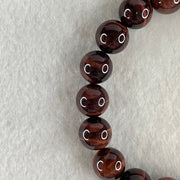 Natural Red Tiger's Eye Quartz Beads Bracelet 29.32g 16cm 10.4mm 19 Beads - Huangs Jadeite and Jewelry Pte Ltd