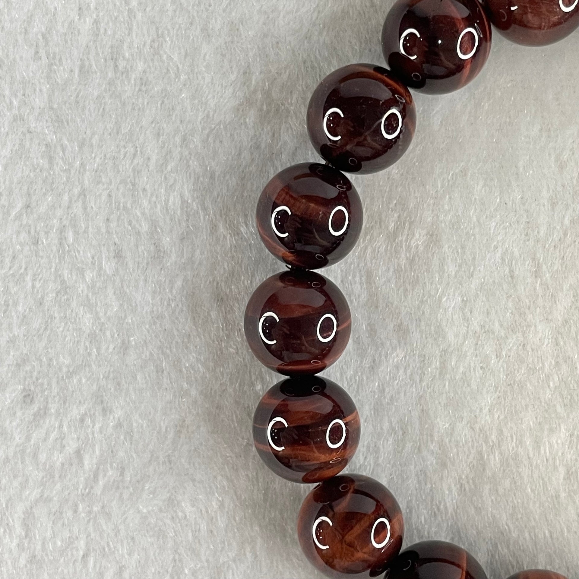Natural Red Tiger's Eye Quartz Beads Bracelet 29.32g 16cm 10.4mm 19 Beads - Huangs Jadeite and Jewelry Pte Ltd