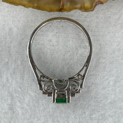 Natural Emerald Approx. 4.6 by 4.3 by 2.5mm with Natural Diamonds in Platinum PT900 Ring Total Weight 3.58g US5.25 HK11 - Huangs Jadeite and Jewelry Pte Ltd