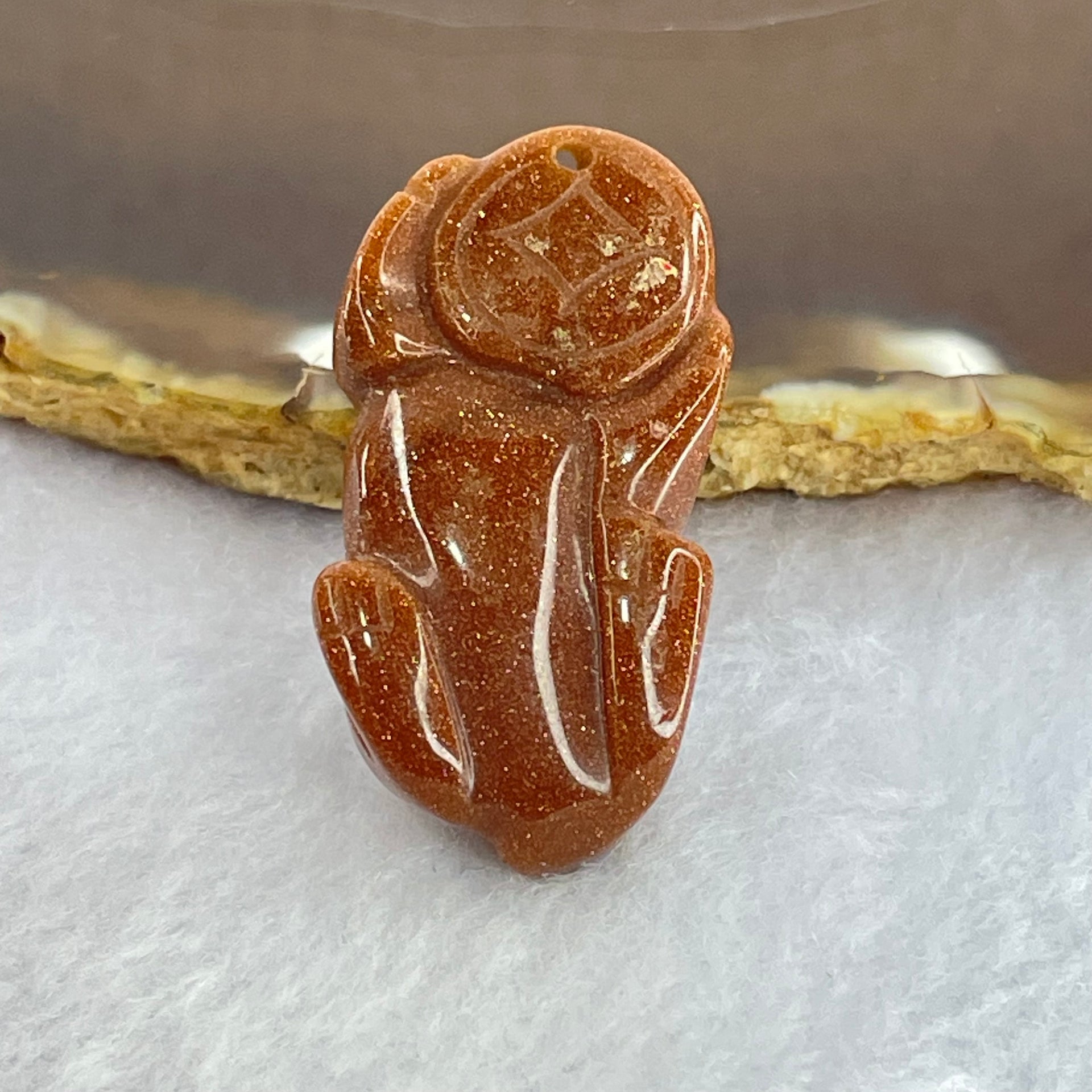 Brown Goldstone Pixiu Charm 13.46g 37.5 by 19.9 by 12.5mm - Huangs Jadeite and Jewelry Pte Ltd