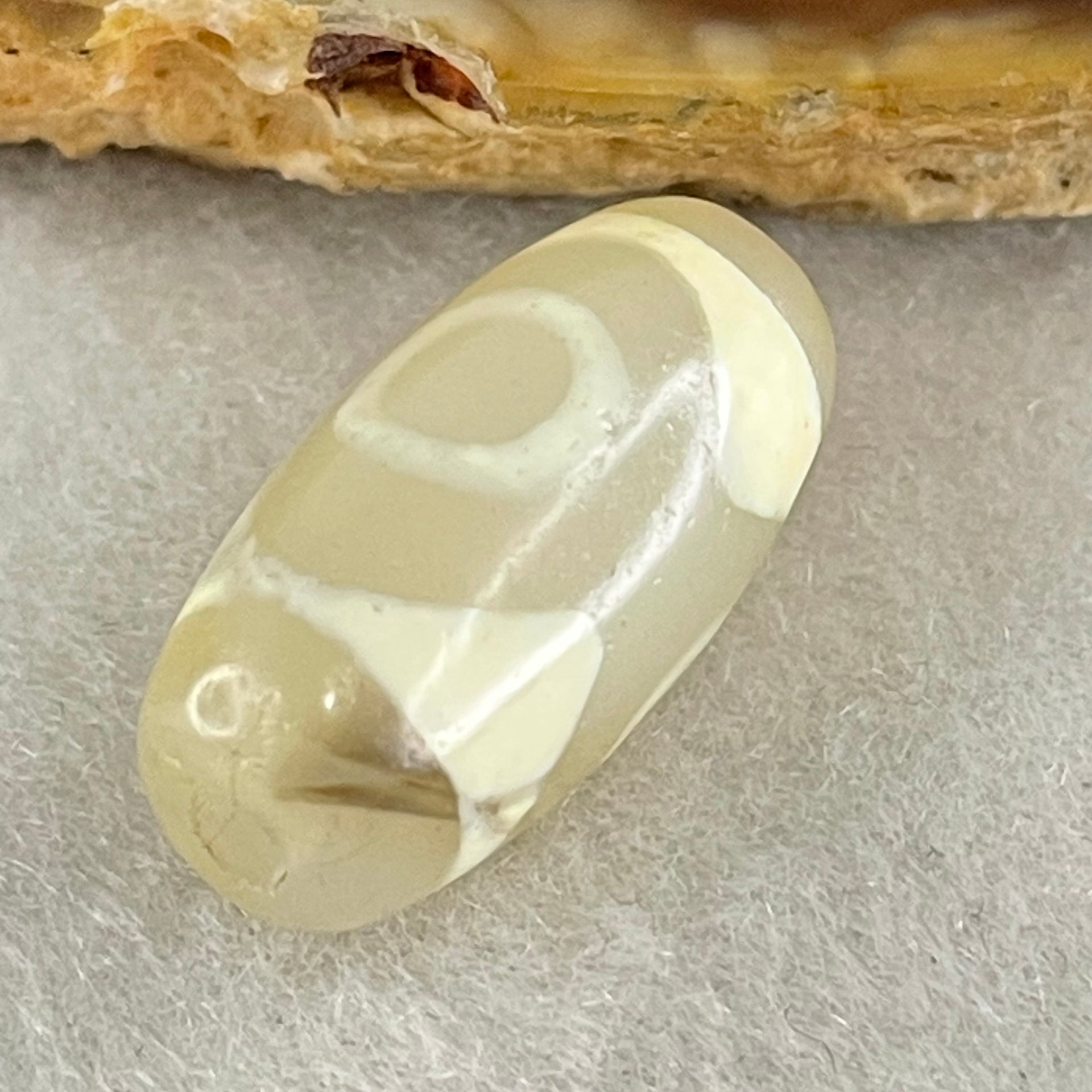 Natural Powerful Tibetan Old Oily Agate 3 Eyes Dzi Bead Heavenly Master (Tian Zhu) 三眼天诛 3.08g 20.2 by 10.2mm - Huangs Jadeite and Jewelry Pte Ltd