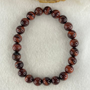 Natural Red Tiger's Eye Quartz Beads Bracelet 17.97g 15.5cm 8.2mm 23 Beads - Huangs Jadeite and Jewelry Pte Ltd