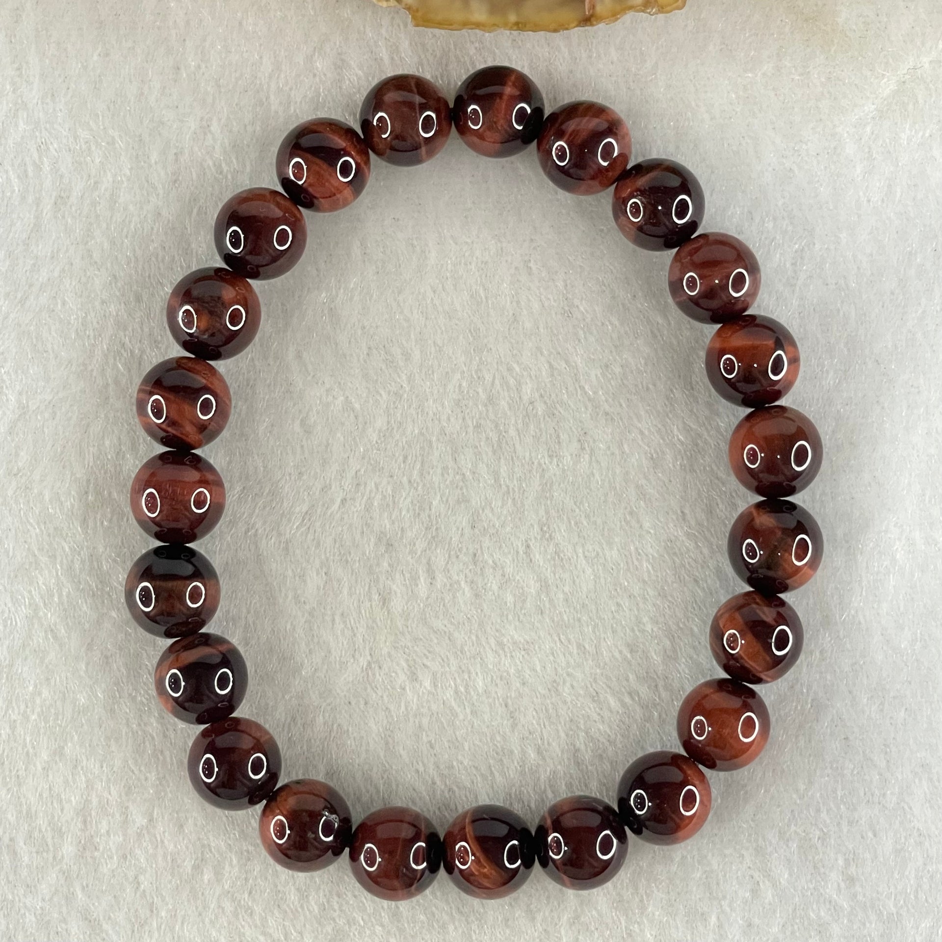 Natural Red Tiger's Eye Quartz Beads Bracelet 17.97g 15.5cm 8.2mm 23 Beads - Huangs Jadeite and Jewelry Pte Ltd