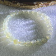 Type A Semi Icy Light Yellowish Blueish Green Jadeite Beads Bracelet 13.73g 14.5cm 6.8mm 27 Beads - Huangs Jadeite and Jewelry Pte Ltd