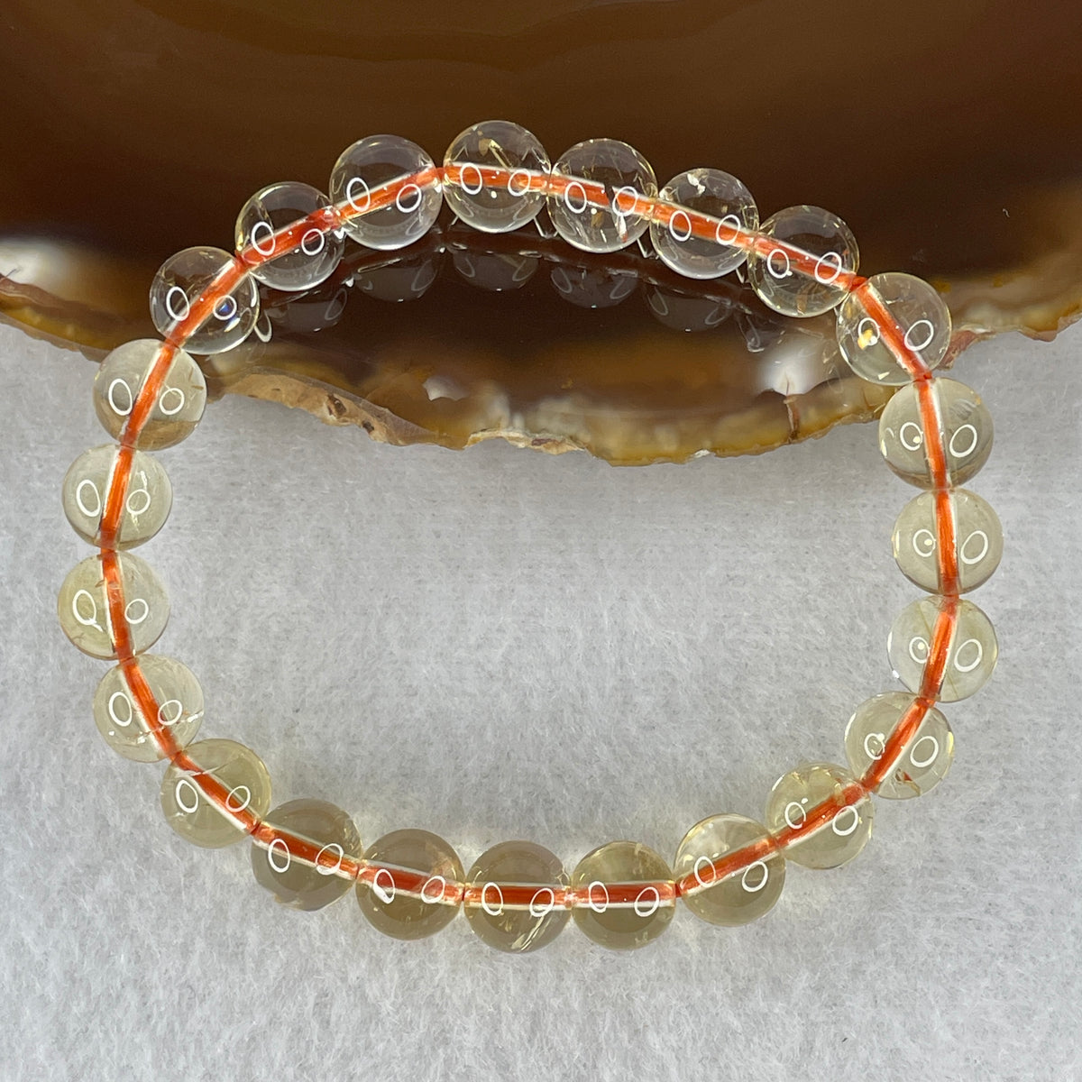 Certified Above Average Grade Natural Yellow Citrine Crystal Beads Bracelet | 8.3mm Golden Merchant's Stone (16.68g | 15cm Wrist Sizing | 23 Beads)