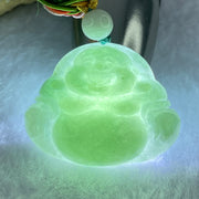 Type A Green Jadeite Milo Buddha Pendant and Beads Necklace 43.19g 31.3 by 40.8 by 12.1mm - Huangs Jadeite and Jewelry Pte Ltd