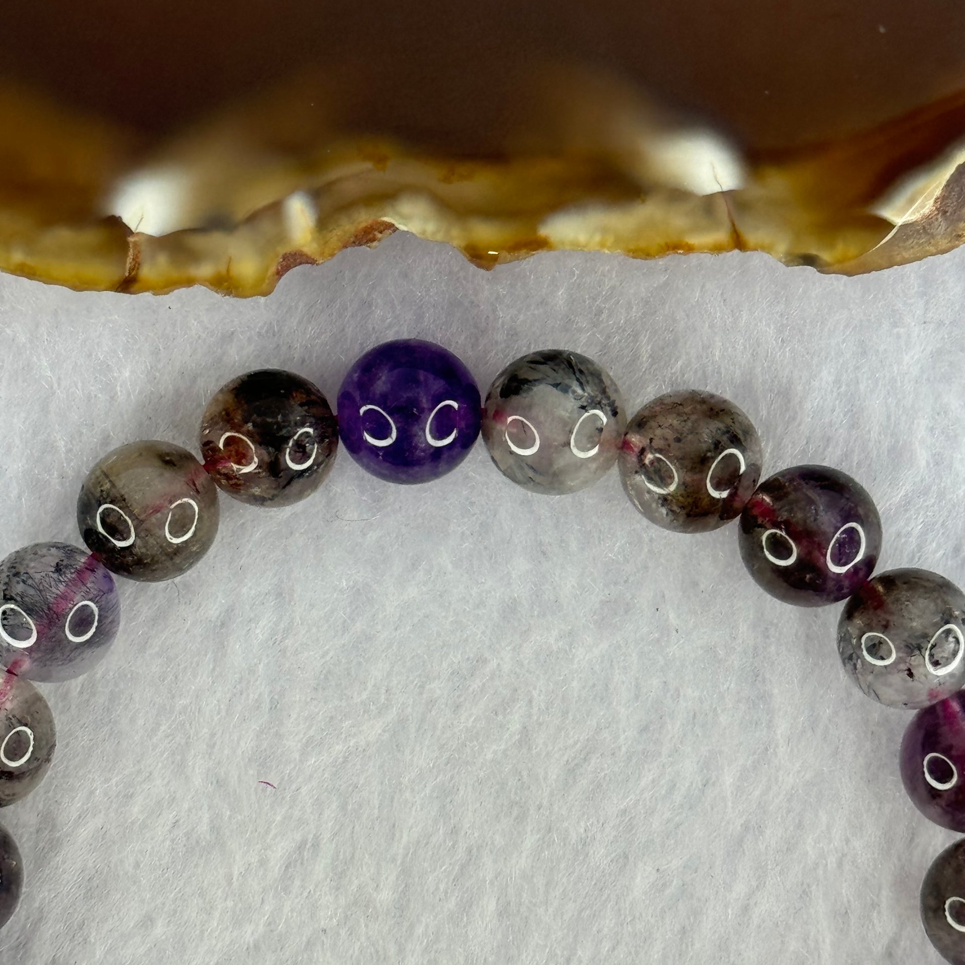 Natural Super 7 Beads Bracelet 19.66g 16cm 8.8mm 22 Beads - Huangs Jadeite and Jewelry Pte Ltd