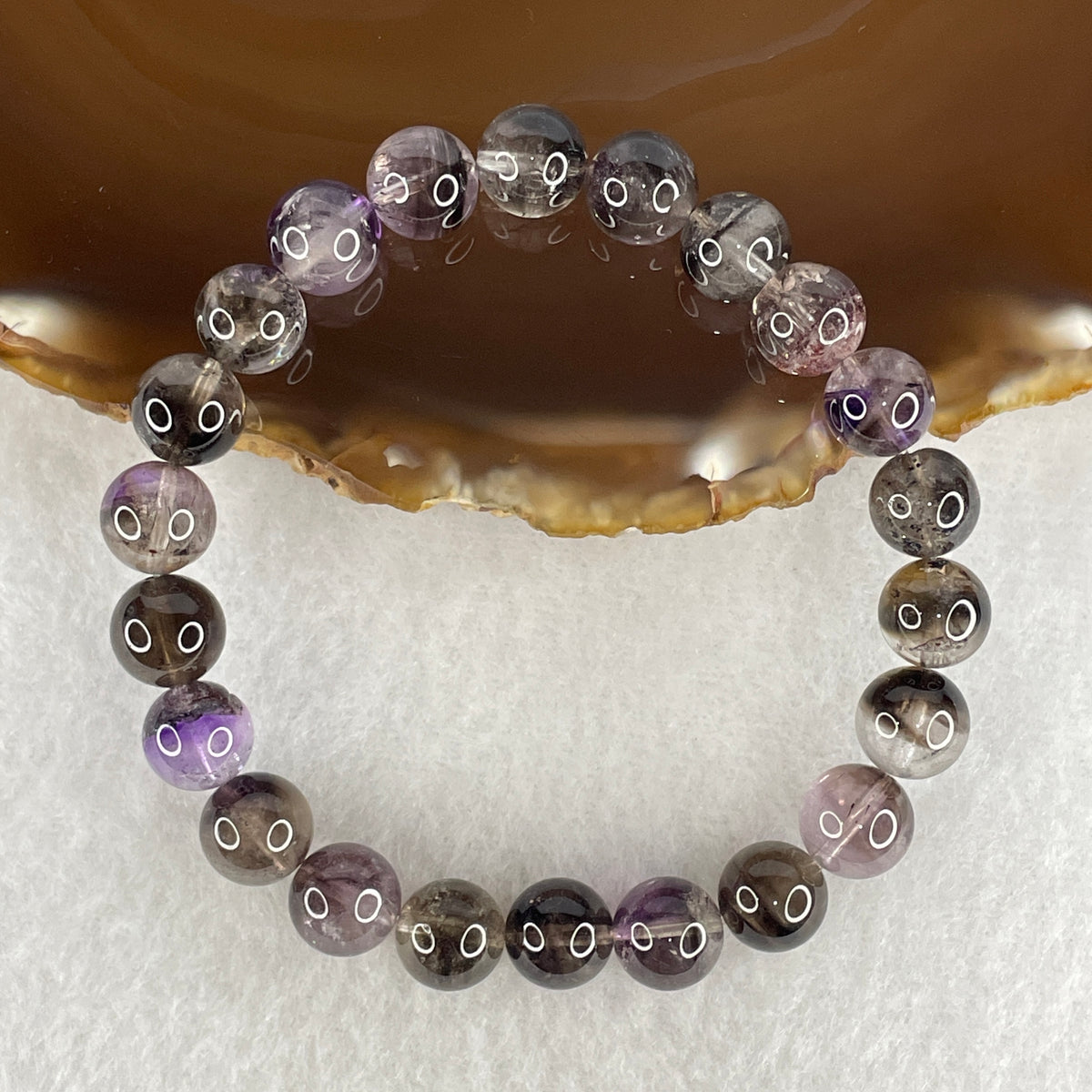 Certified Good Grade Natural Black Super 7 Crystal Beads Bracelet | 16.5cm Strand of 22 Beads 9.2mm (23.40g | Root Grounding, Manifestation & Aura Shield)