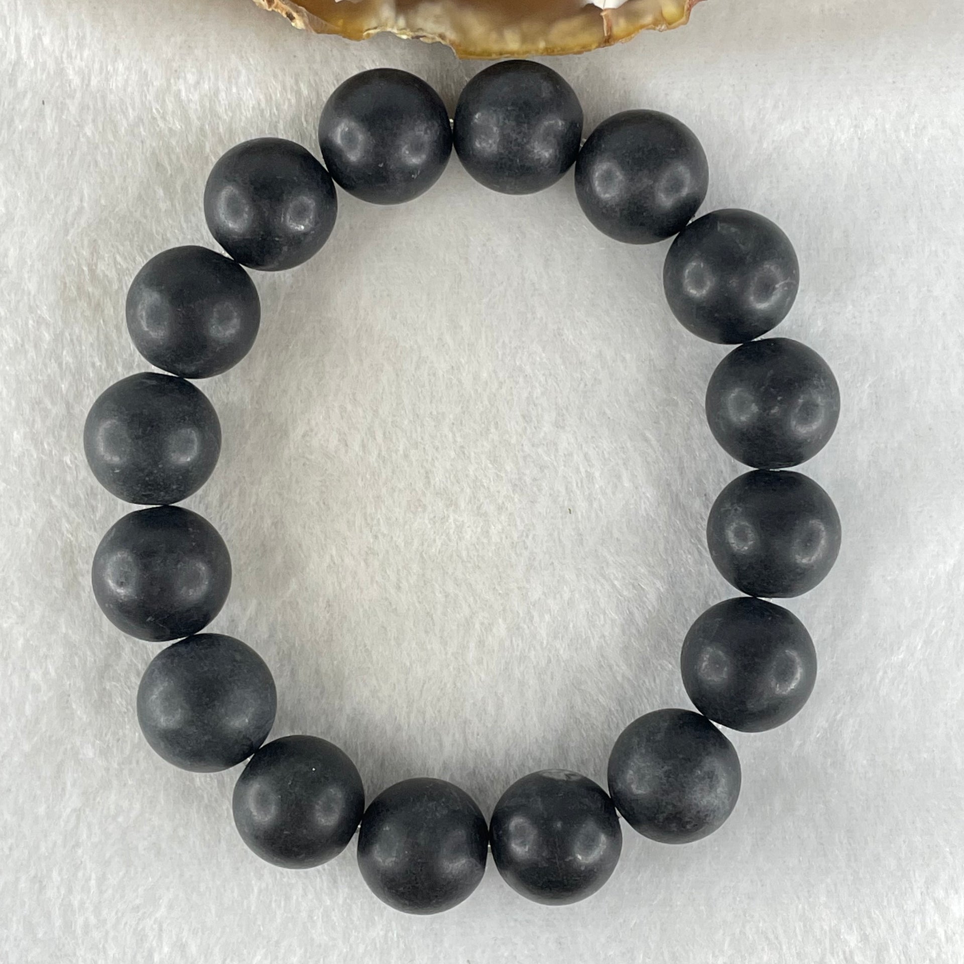Natural Magnetite Beads Bracelet 63.58g 17cm 14.2mm 16 Beads - Huangs Jadeite and Jewelry Pte Ltd